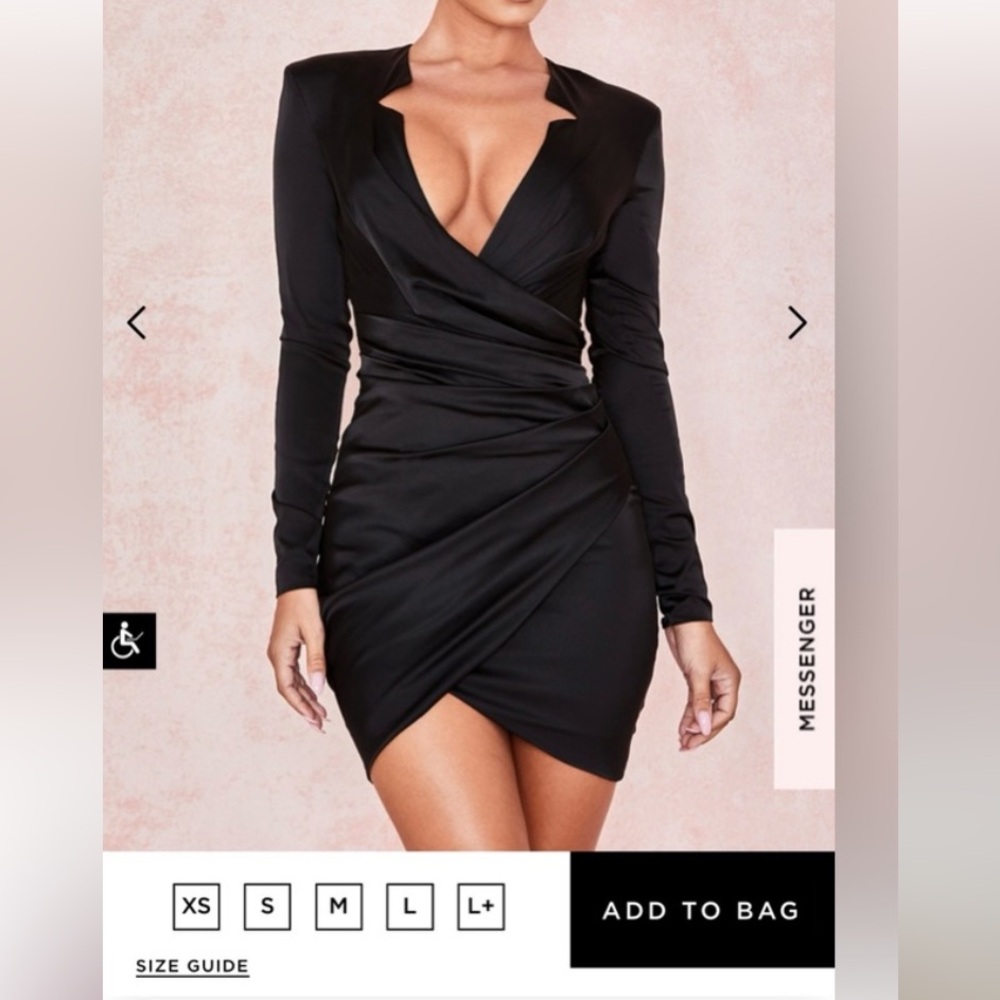 House of CB Nelinha black gathered tux wrap dress size Medium